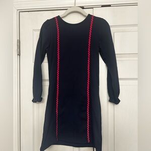 Charming Navy Dress with Pink Trim